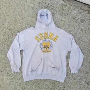 Vtg 90s RUSSELL ATHLETIC Junipero Serra High School Hooded Sweatshirt XL USA